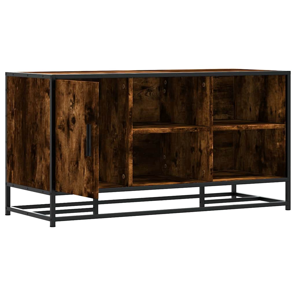 skobænk 100x40x53,5 cm konstrueret træ metal røget egetræsfarve - Image 6