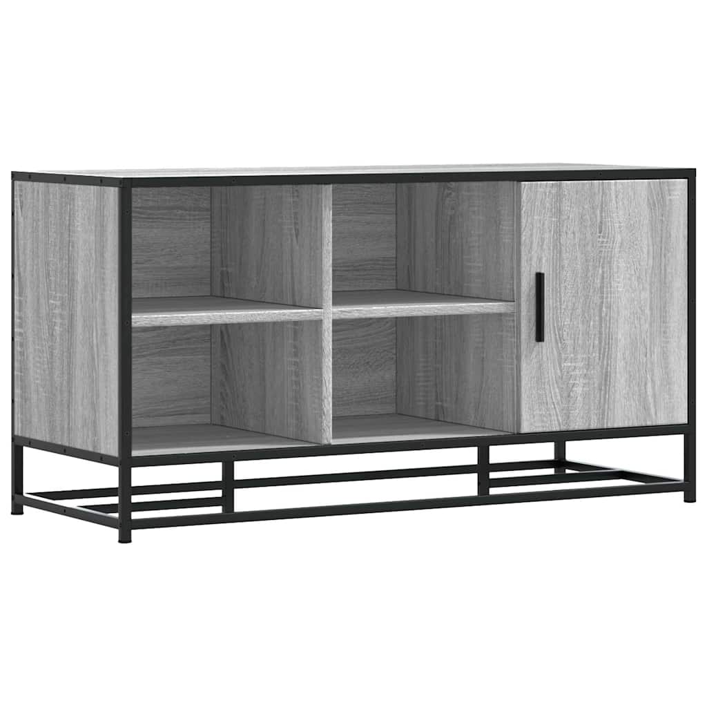 skobænk 100x40x53,5 cm konstrueret træ og metal grå sonoma-eg - Image 2