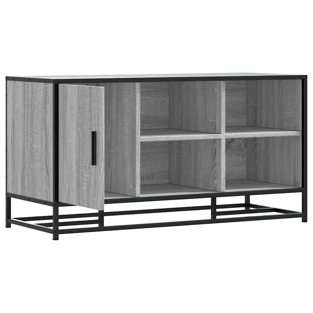 skobænk 100x40x53,5 cm konstrueret træ og metal grå sonoma-eg - Image 6