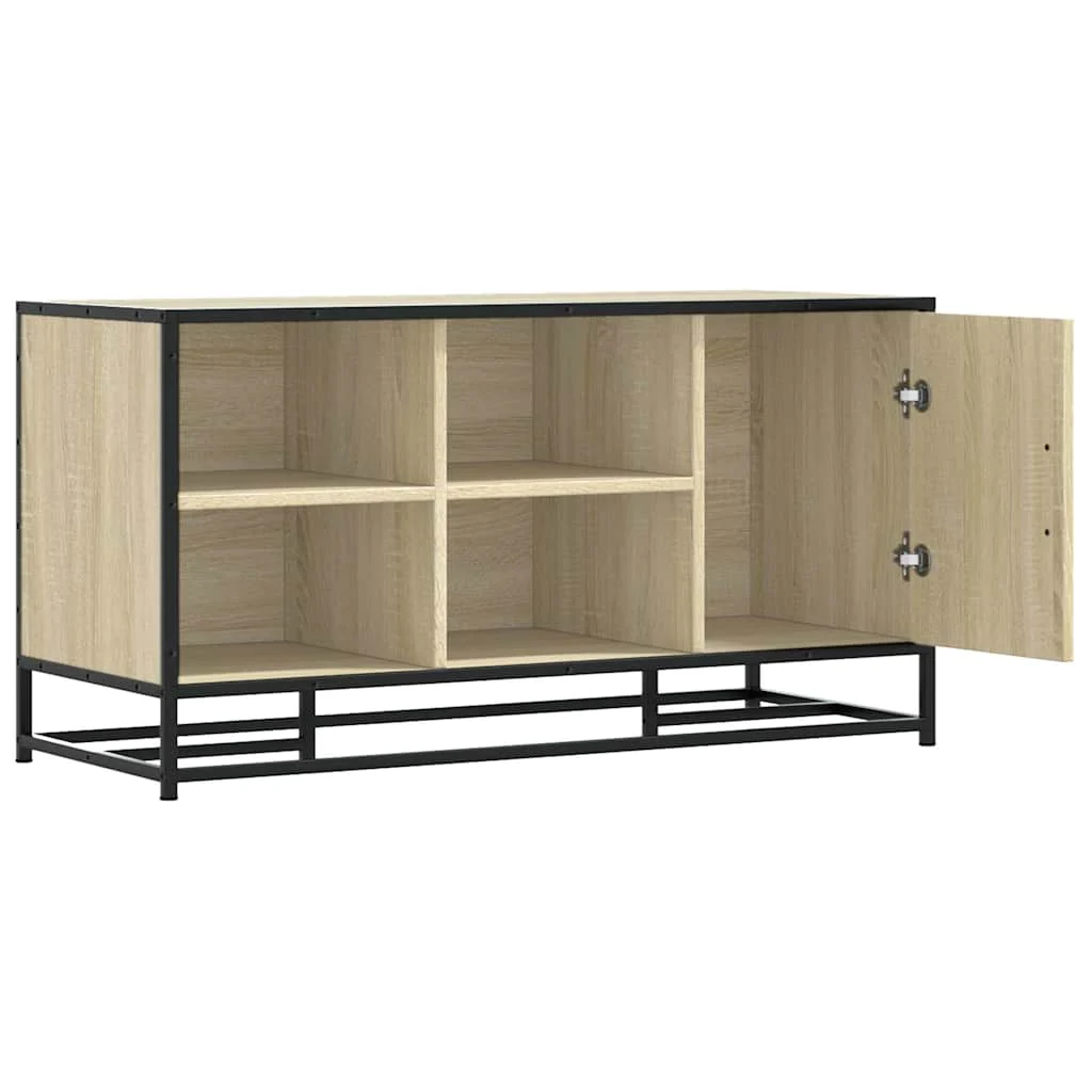 skobænk 100x40x53,5 cm konstrueret træ og metal sonoma-eg - Image 5