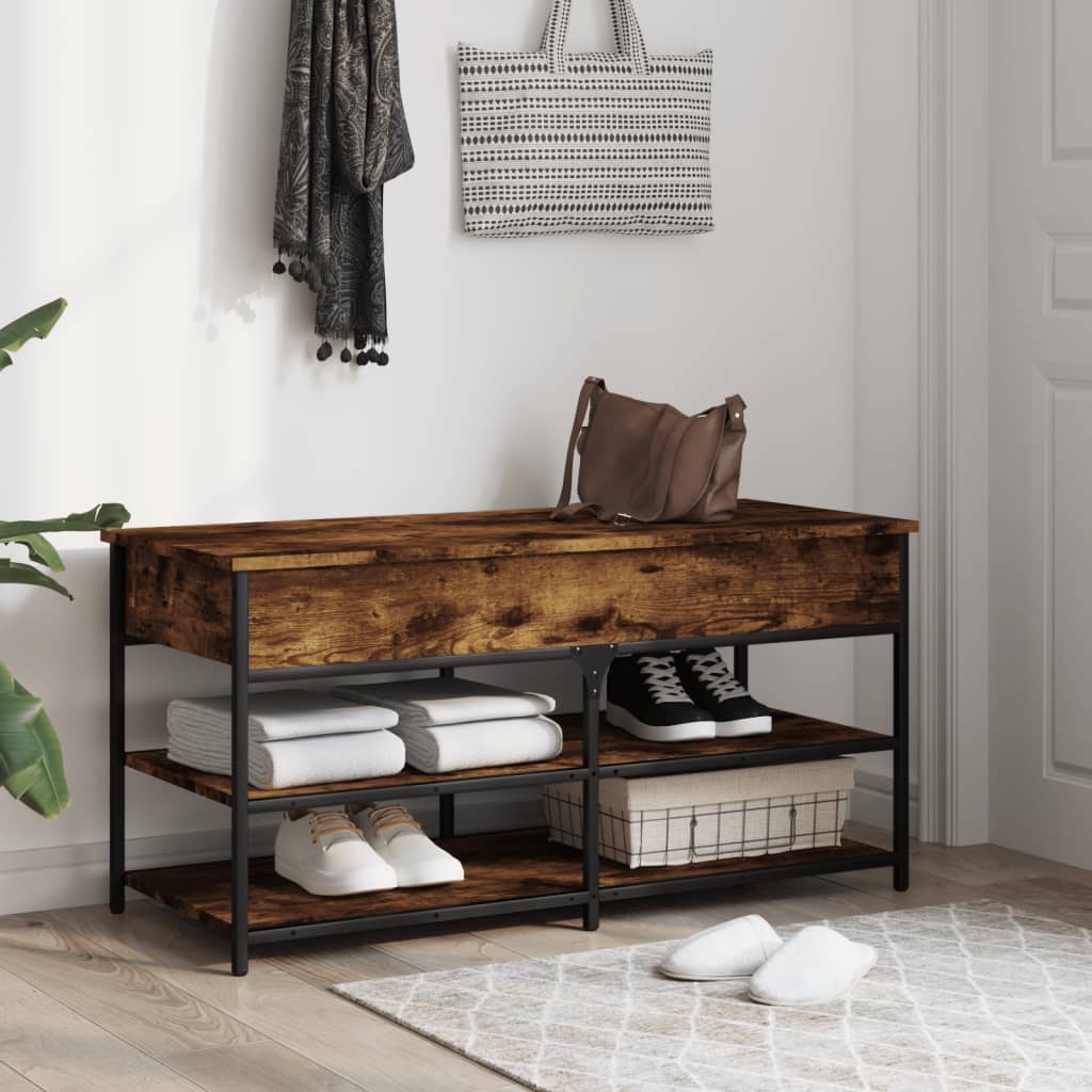 skobænk 100x42,5x50 cm konstrueret træ røget egetræsfarve - Image 3