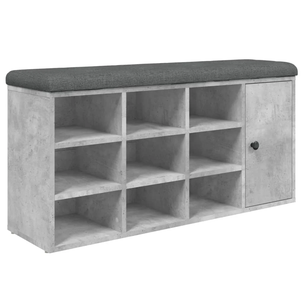 skobænk 102x32x50 cm konstrueret træ betongrå - Image 2