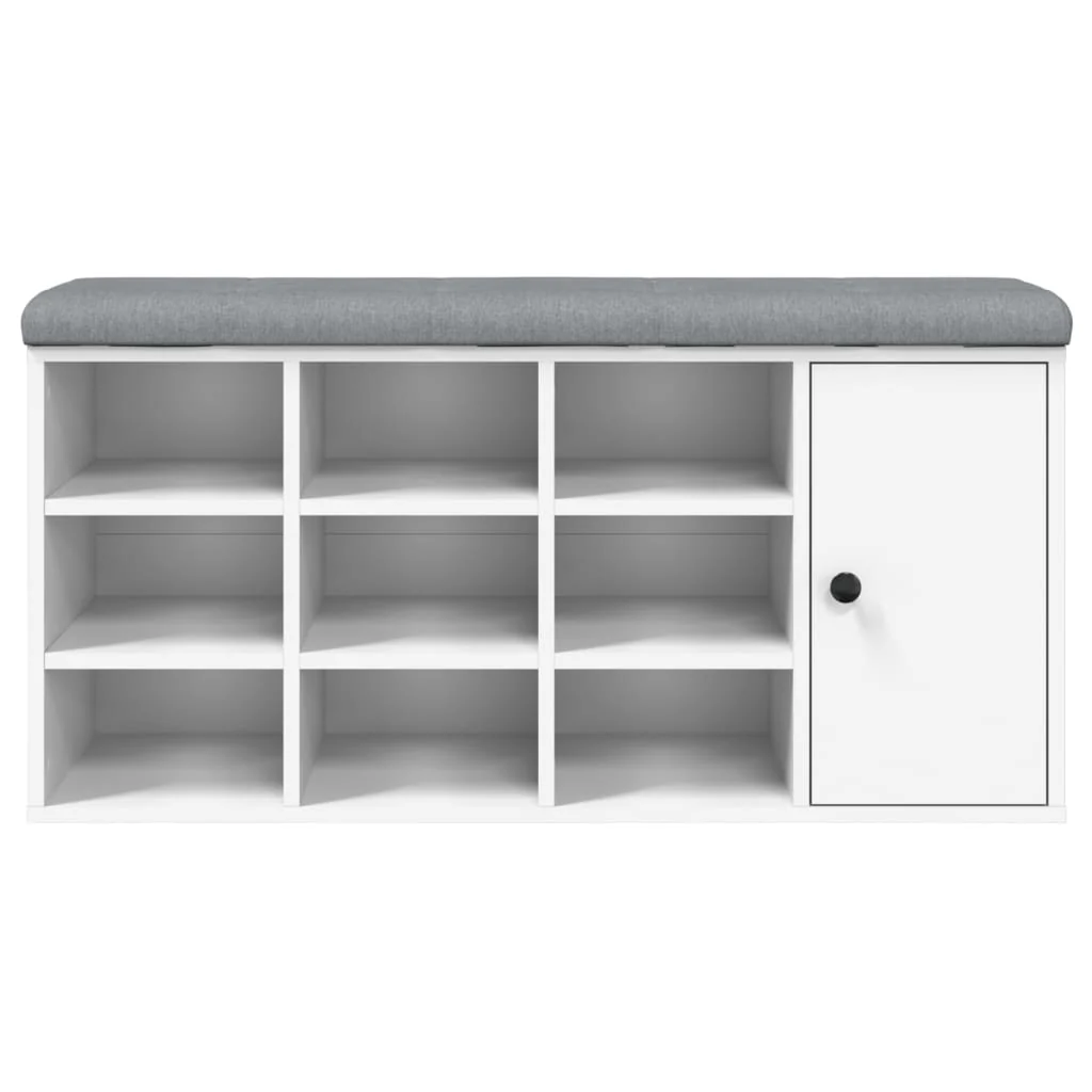 skobænk 102x32x50 cm konstrueret træ hvid - Image 5