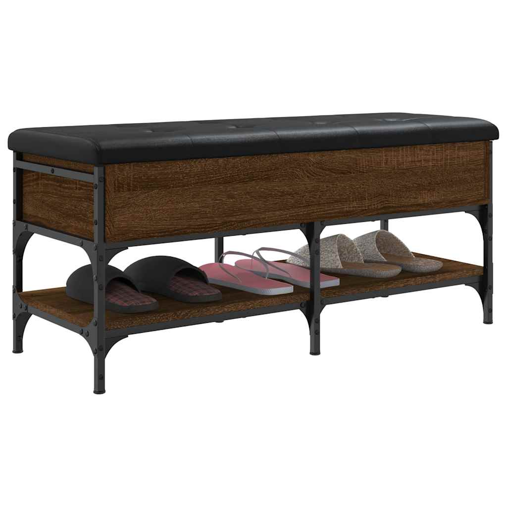 skobænk 102x42x45 cm konstrueret træ brun egetræsfarve - Image 5