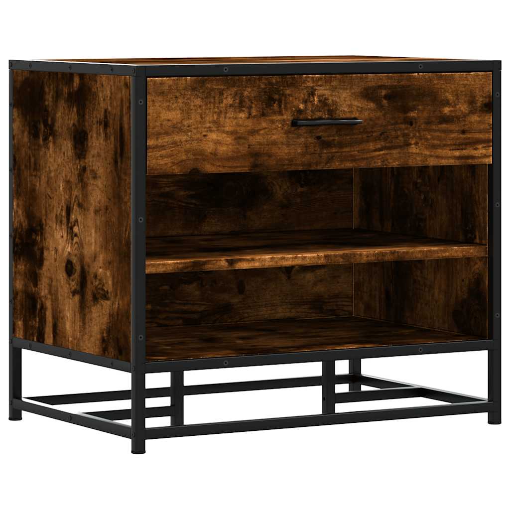 skobænk 60x40x53,5 cm konstrueret træ metal røget egetræsfarve - Image 2