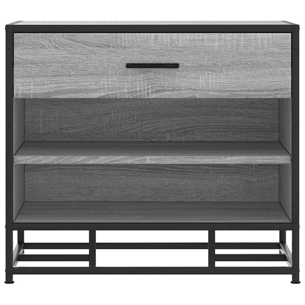 skobænk 60x40x53,5 cm konstrueret træ og metal grå sonoma-eg - Image 4