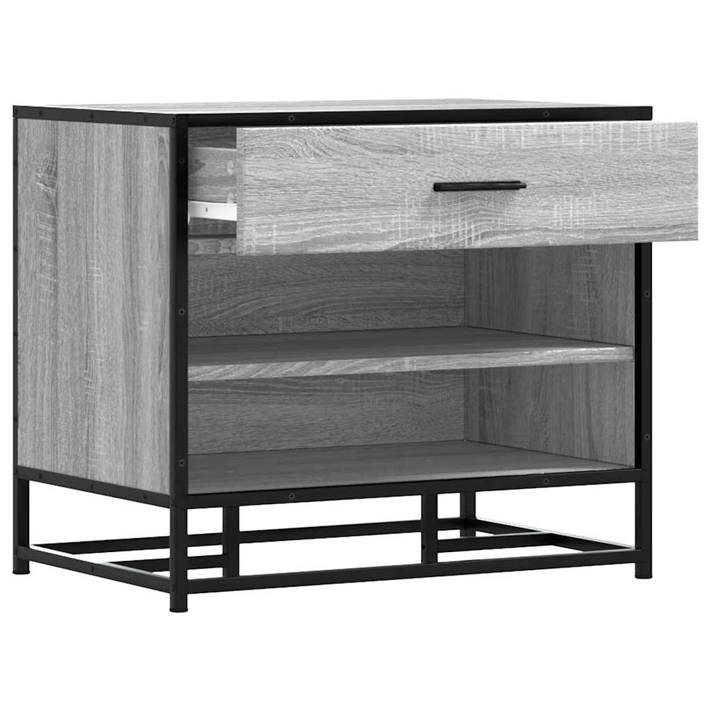 skobænk 60x40x53,5 cm konstrueret træ og metal grå sonoma-eg - Image 7