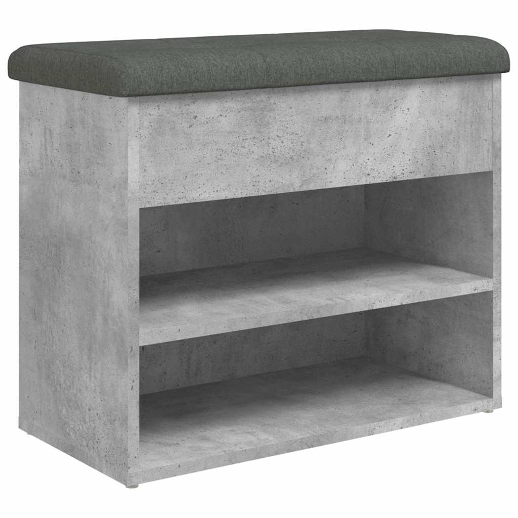 skobænk 62x32x50 cm konstrueret træ betongrå - Image 2