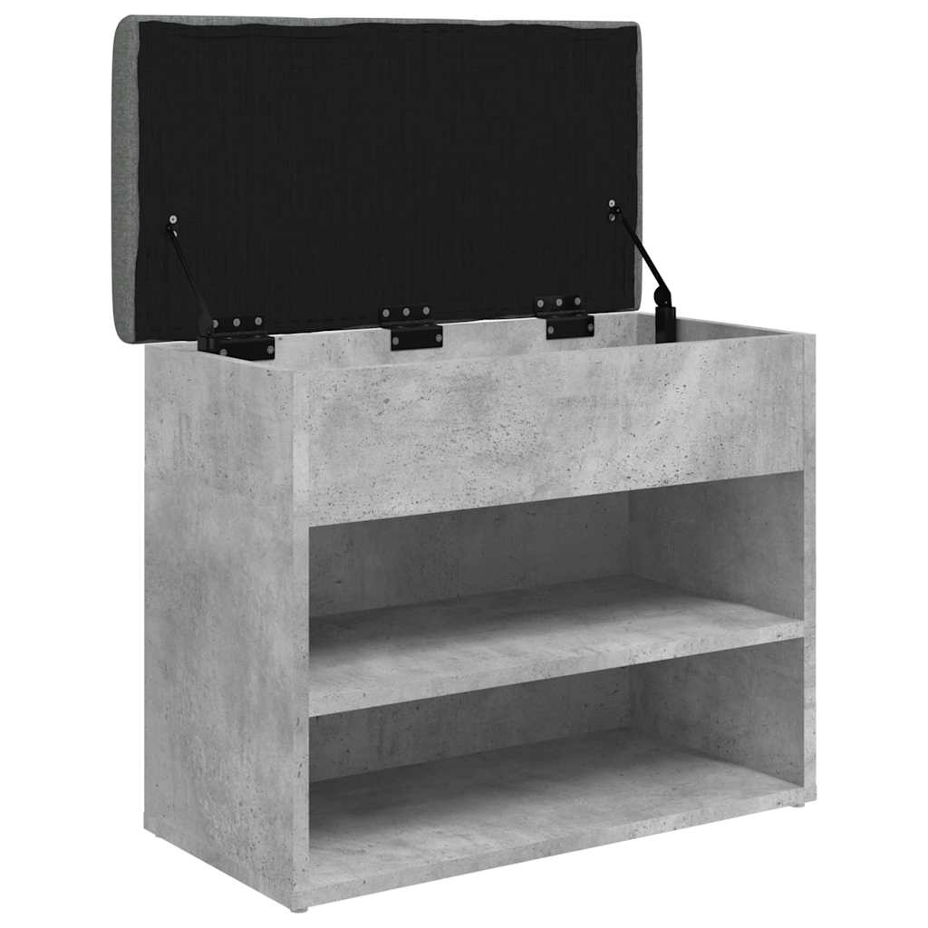 skobænk 62x32x50 cm konstrueret træ betongrå - Image 5
