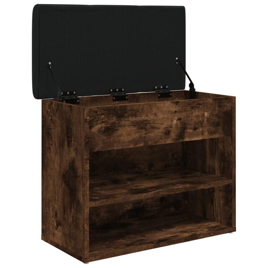 skobænk 62x32x50 cm konstrueret træ røget egetræsfarve - Image 5