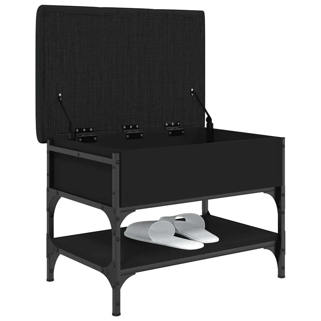 skobænk 62x42x45 cm konstrueret træ sort - Image 4