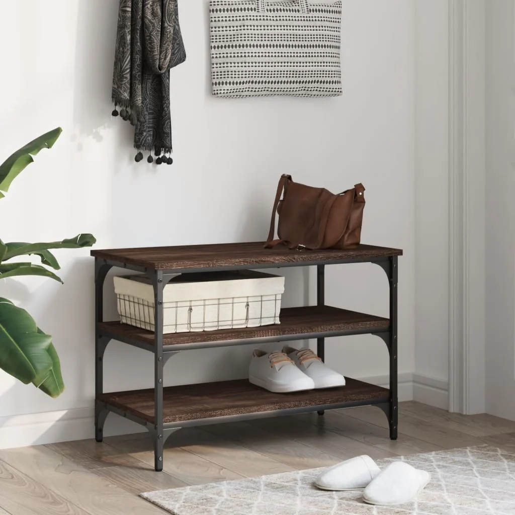 skobænk 70x38,5x49 cm konstrueret træ brun egetræsfarve - Image 3