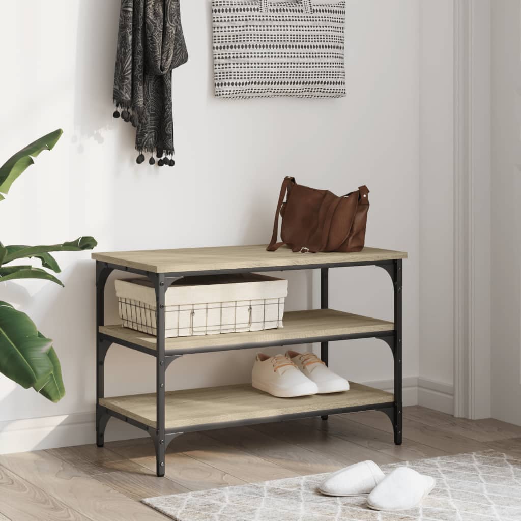 skobænk 70x38,5x49 cm konstrueret træ sonoma-eg - Image 3
