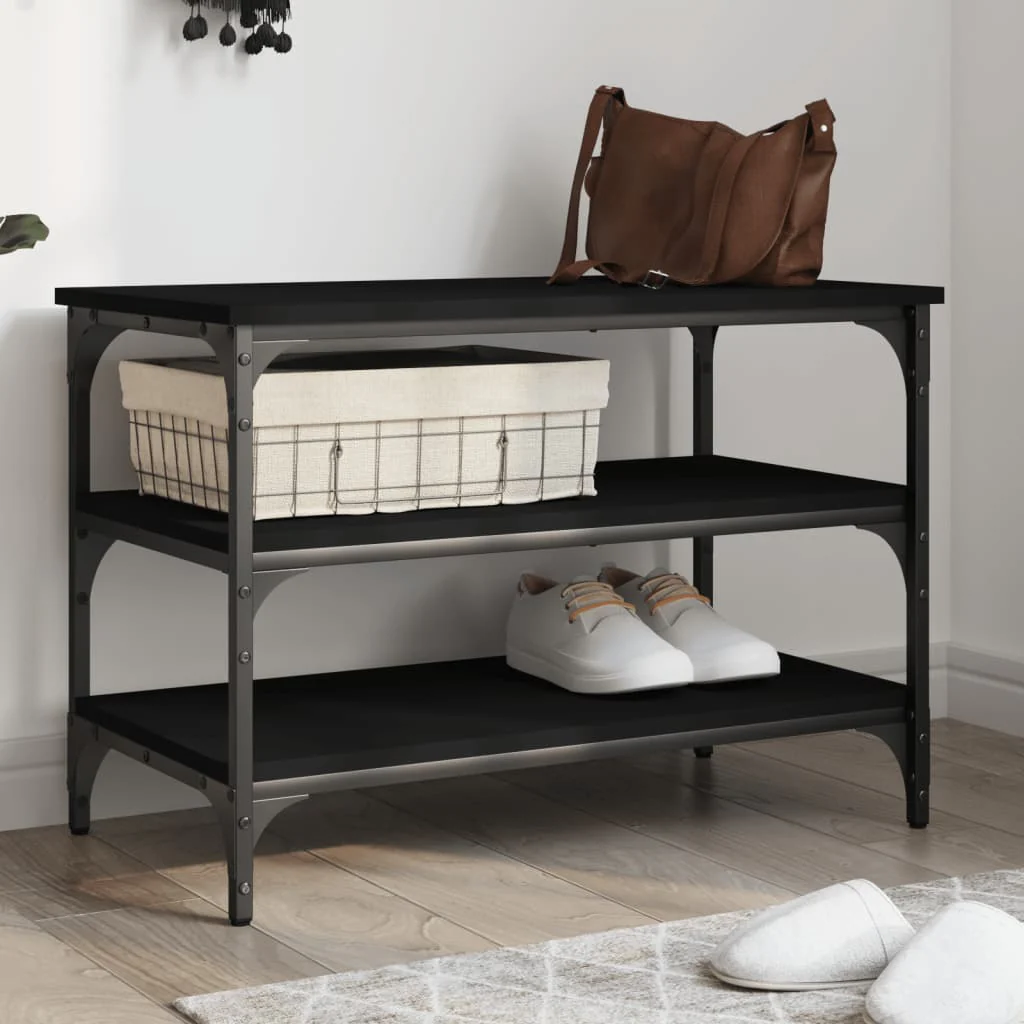 skobænk 70x38,5x49 cm konstrueret træ sort