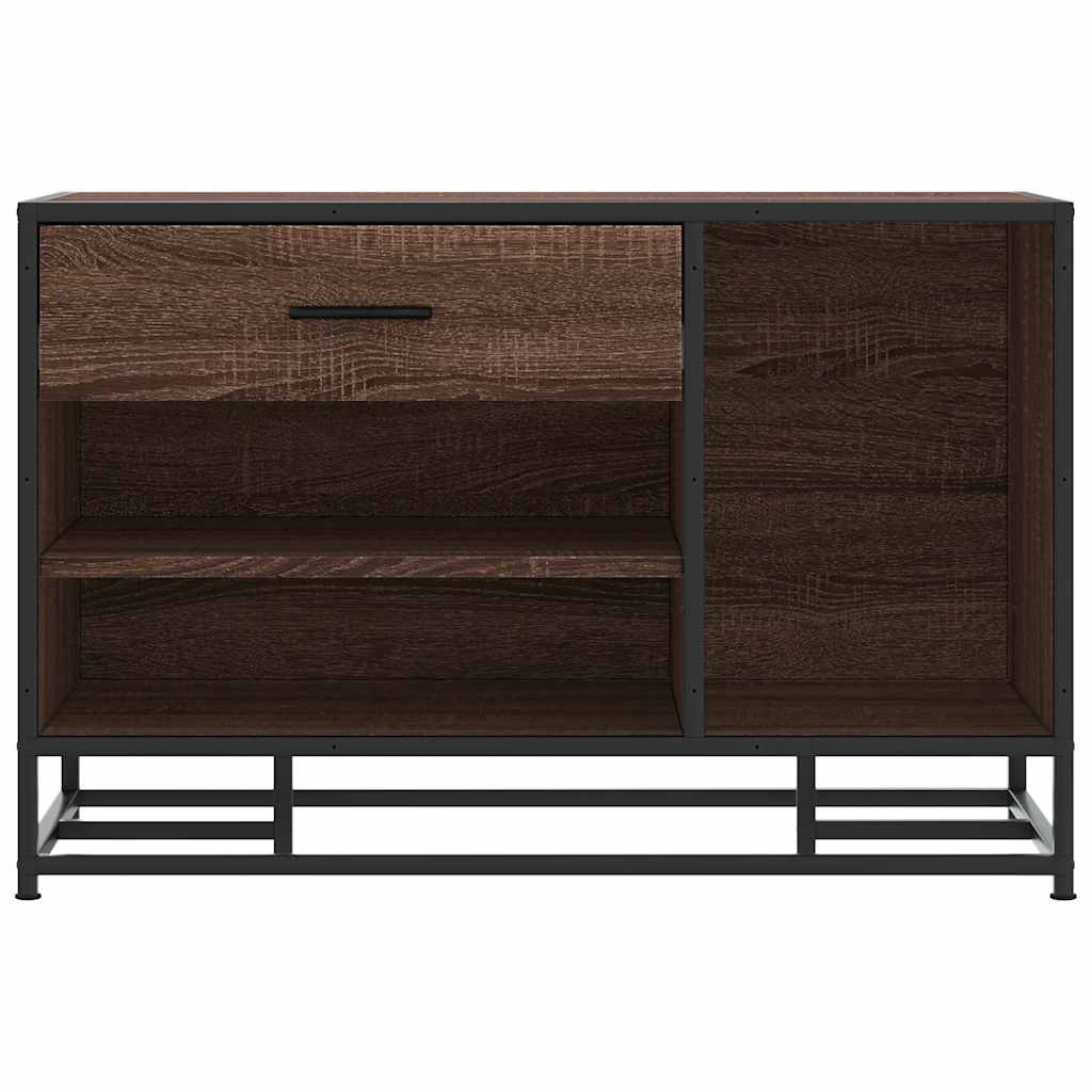 skobænk 80x40x53,5 cm konstrueret træ metal brun egetræsfarve - Image 4