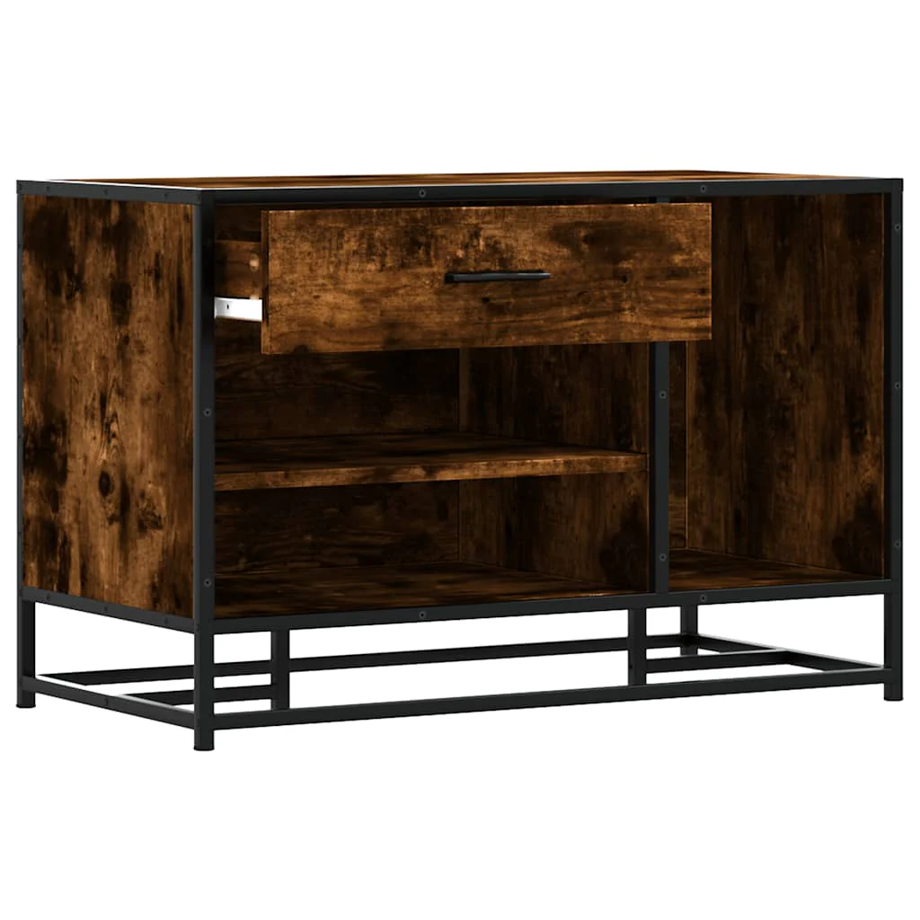 skobænk 80x40x53,5 cm konstrueret træ metal røget egetræsfarve - Image 7