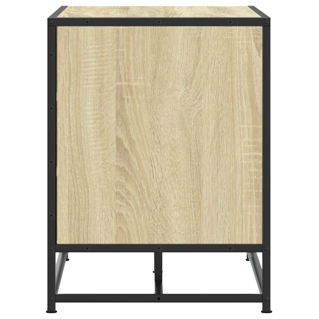 skobænk 80x40x53,5 cm konstrueret træ og metal sonoma-eg - Image 5