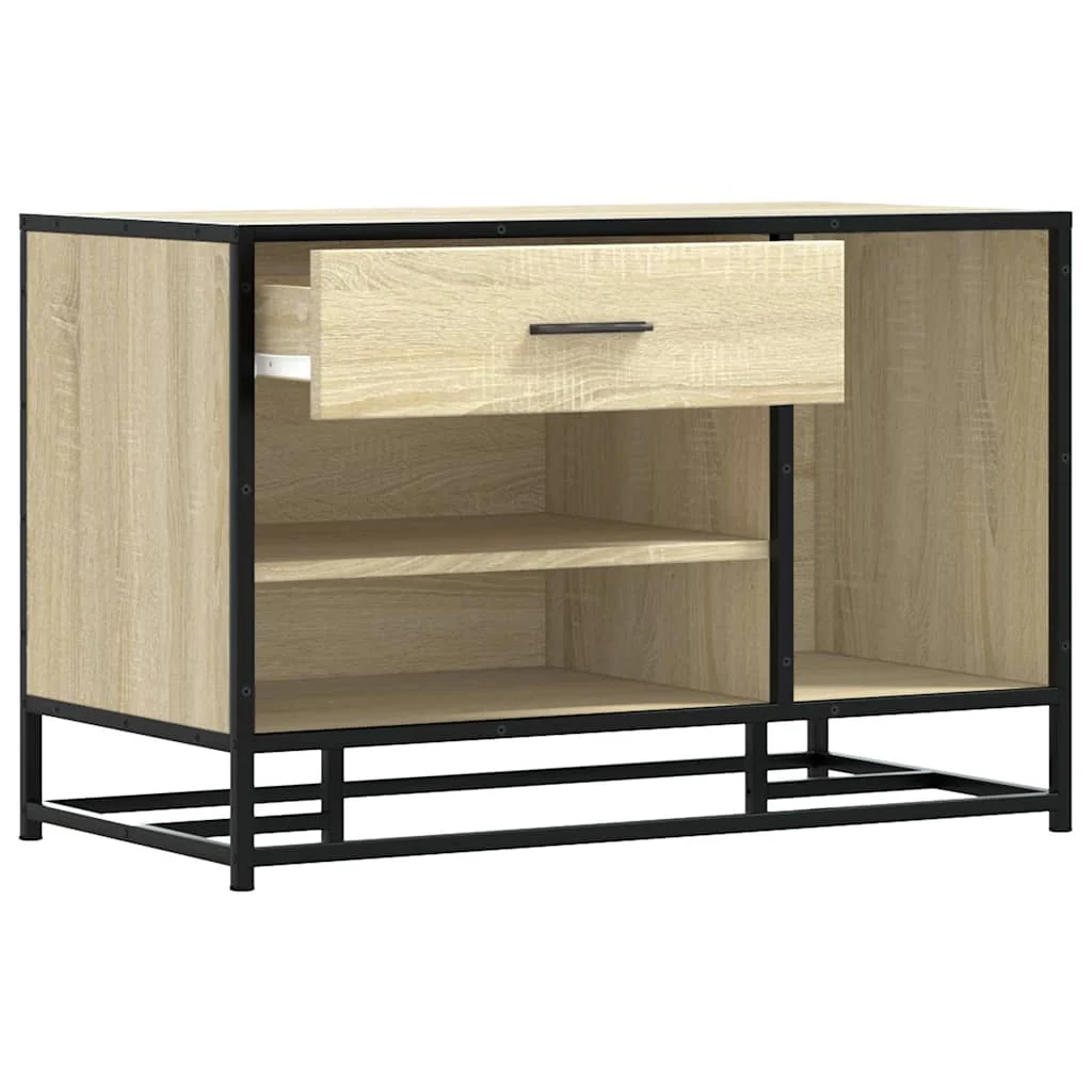 skobænk 80x40x53,5 cm konstrueret træ og metal sonoma-eg - Image 7