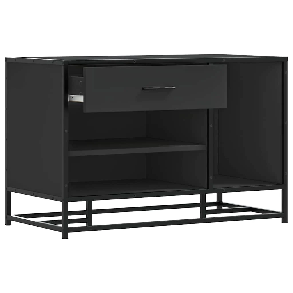 skobænk 80x40x53,5 cm konstrueret træ og metal sort - Image 7