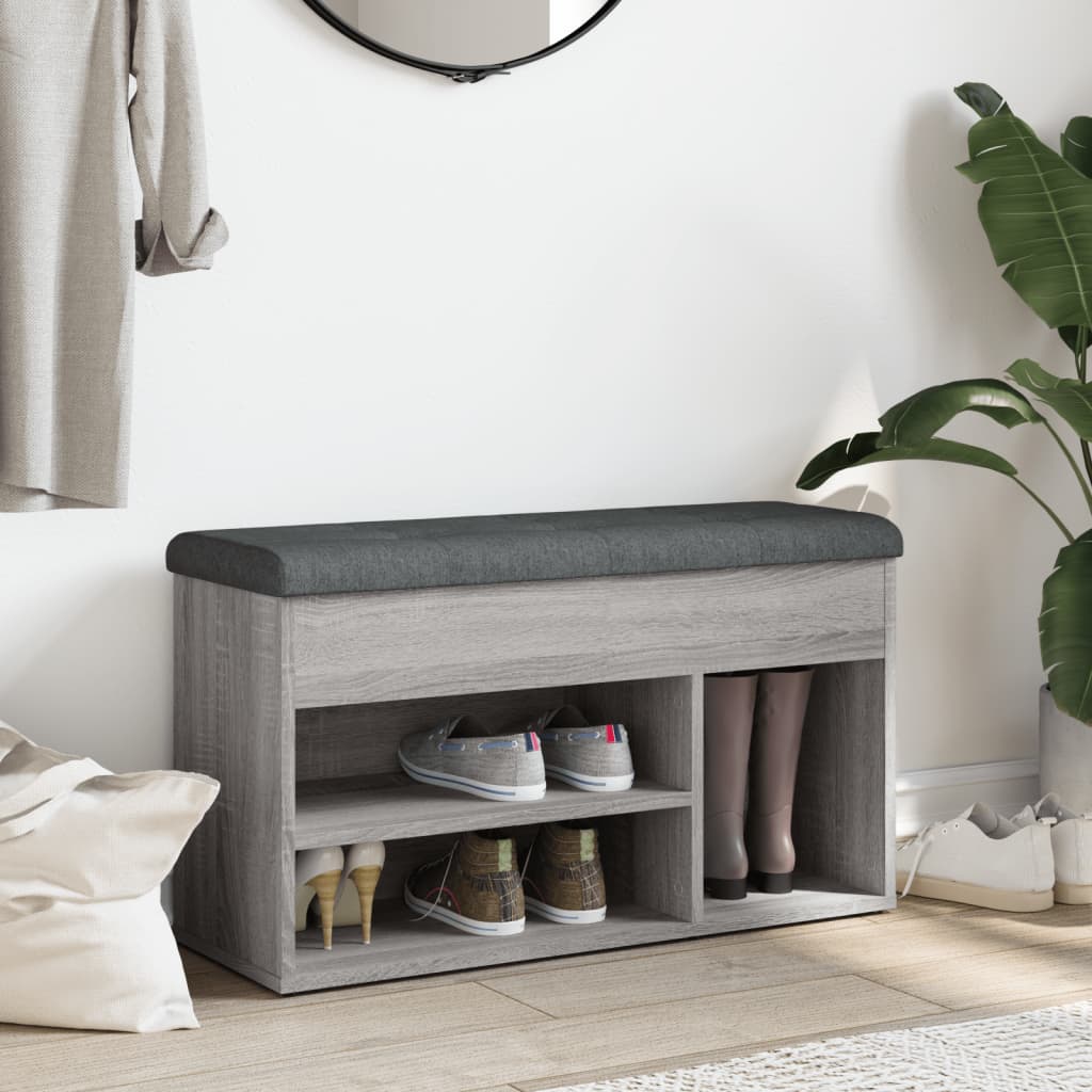 skobænk 82x32x45,5 cm konstrueret træ grå sonoma-eg - Image 3