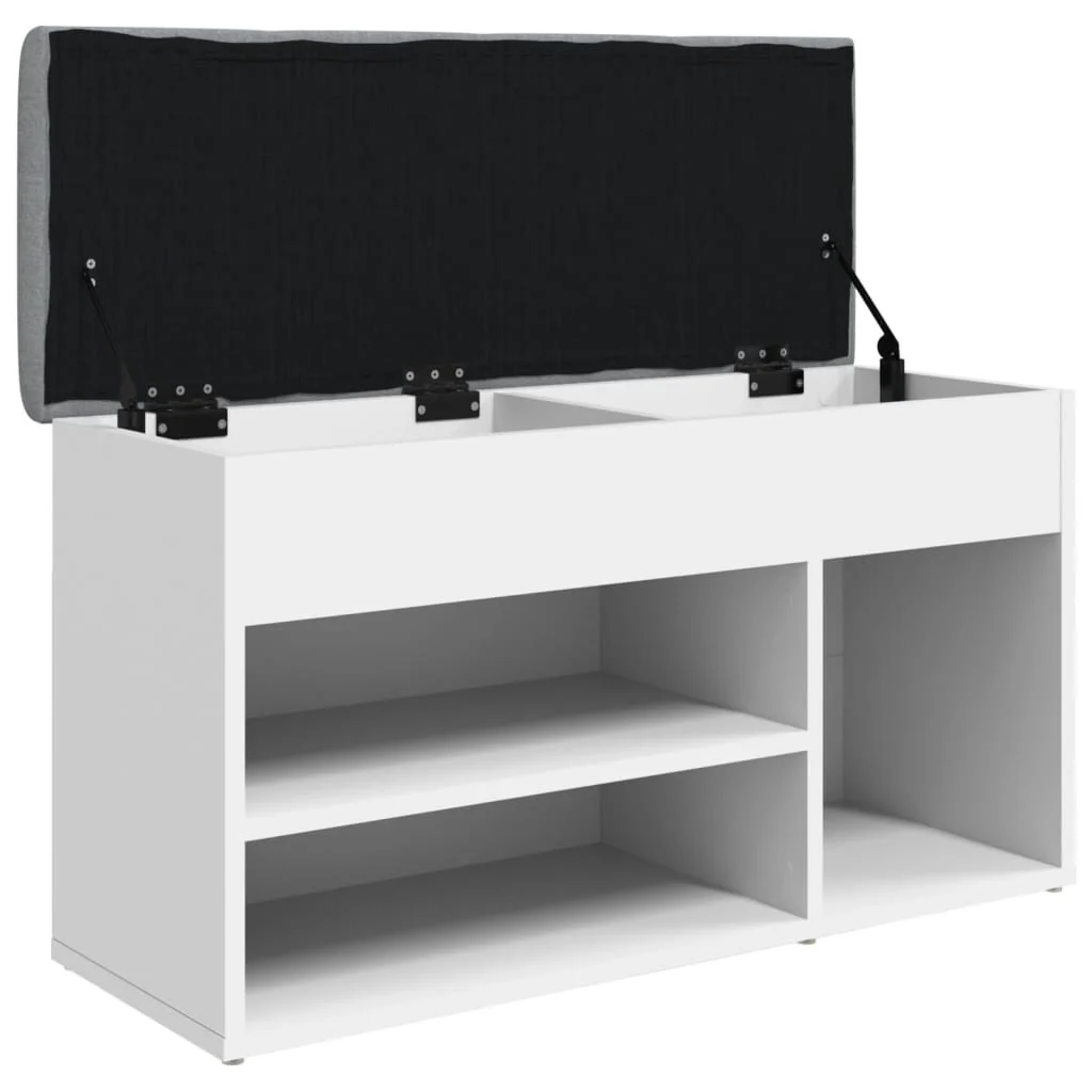 skobænk hvid 82x32x45,5 cm konstrueret træ - Image 5