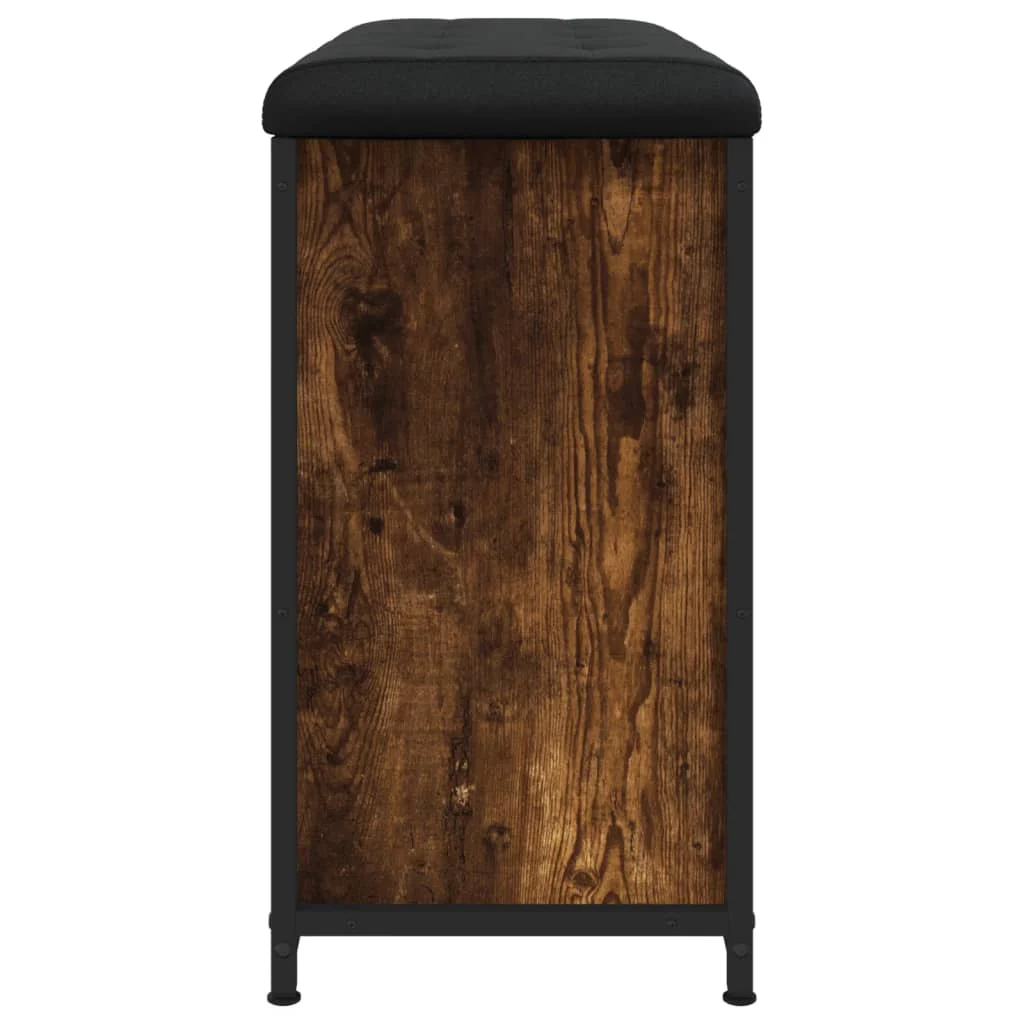 skobænk med vippeskuffe 82x32x56 cm røget egetræsfarve - Image 7