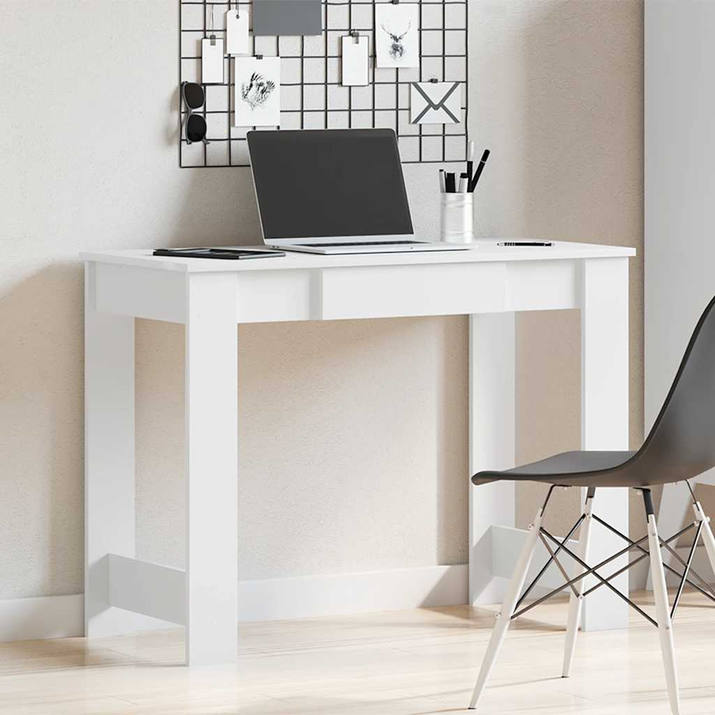 skrivebord 100x45x75 cm konstrueret træ hvid - Image 3