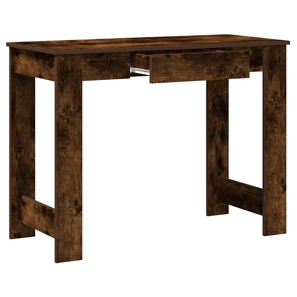 skrivebord 100x45x75 cm konstrueret træ røget egetræsfarve - Image 5