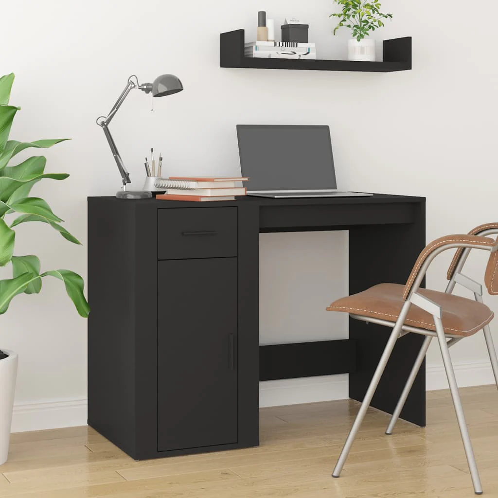 skrivebord 100x49x75 cm konstrueret træ sort