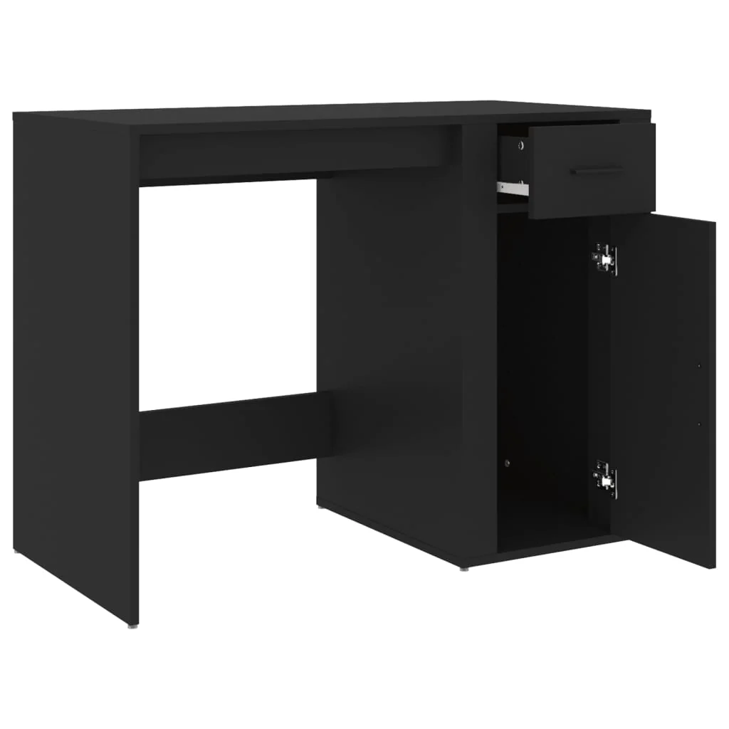 skrivebord 100x49x75 cm konstrueret træ sort - Image 7