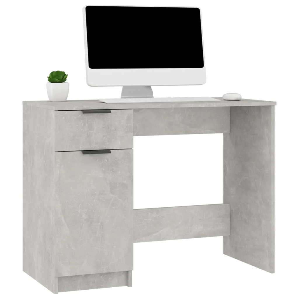 skrivebord 100x50x75 cm konstrueret træ betongrå - Image 4