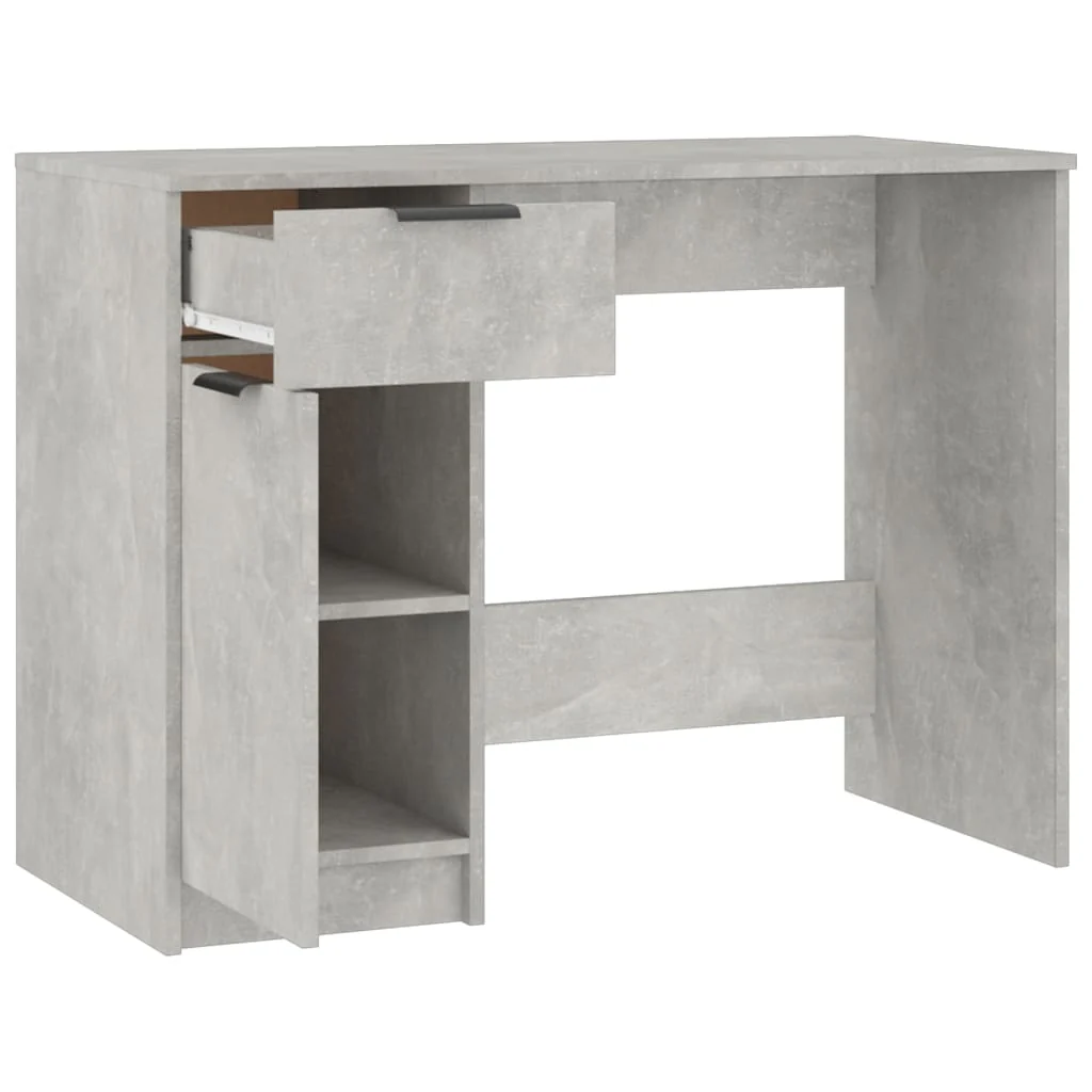 skrivebord 100x50x75 cm konstrueret træ betongrå - Image 7