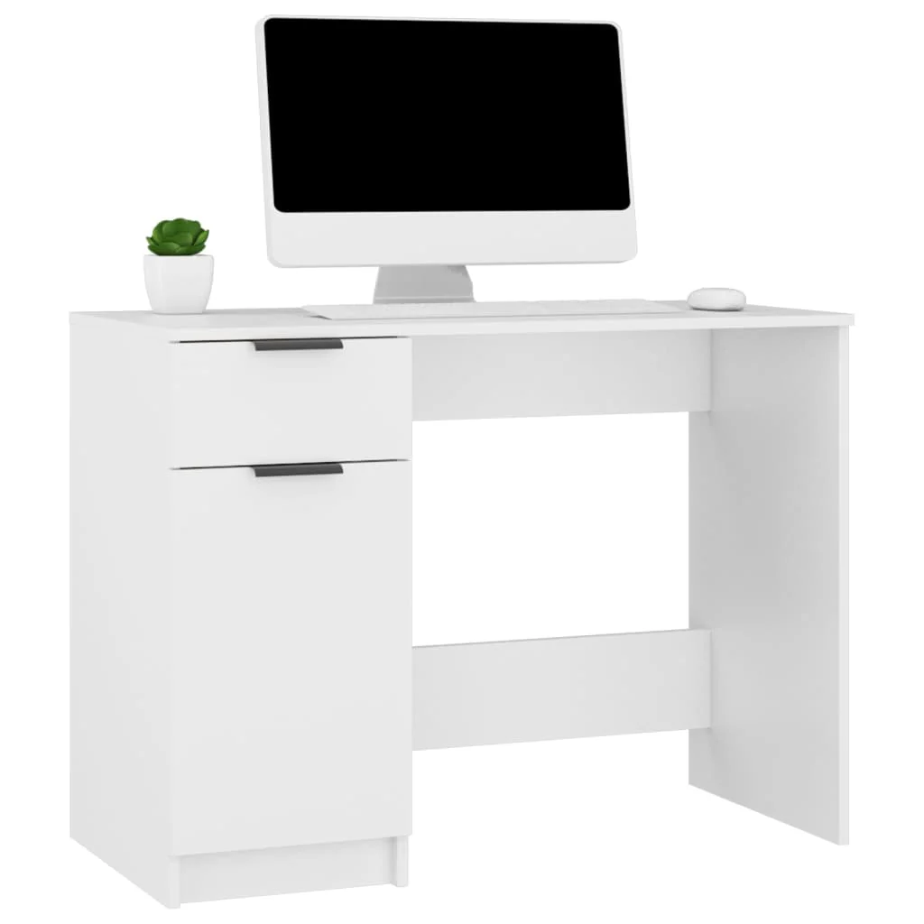 skrivebord 100x50x75 cm konstrueret træ hvid - Image 4