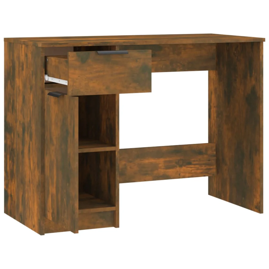 skrivebord 100x50x75 cm konstrueret træ røget egetræsfarve - Image 7