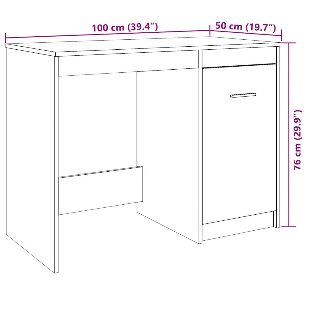skrivebord 100x50x76 cm konstrueret træ antikt trælook - Image 10