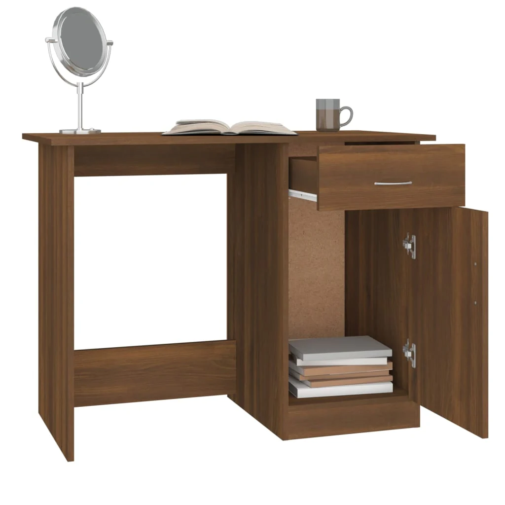 skrivebord 100x50x76 cm konstrueret træ brun egetræsfarve - Image 5
