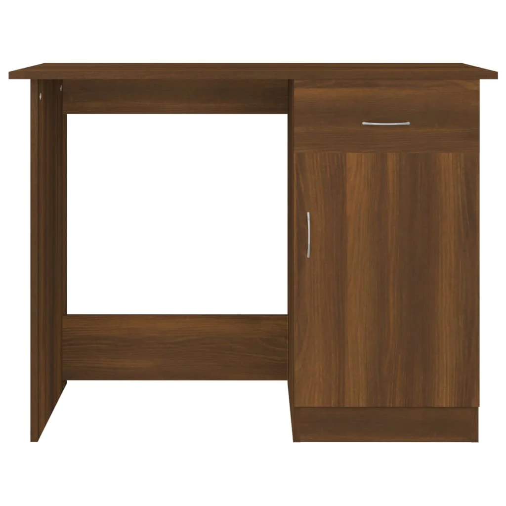 skrivebord 100x50x76 cm konstrueret træ brun egetræsfarve - Image 6