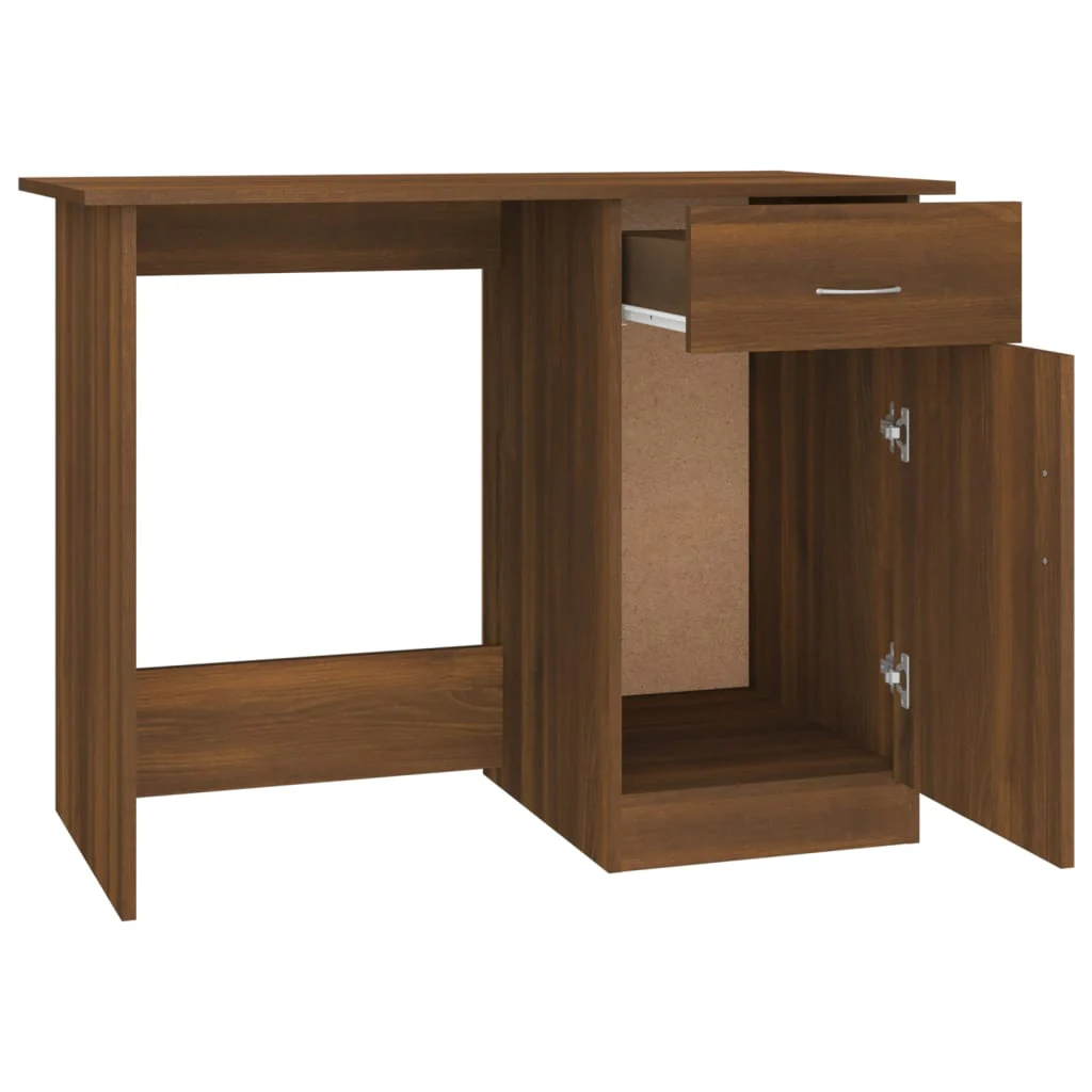 skrivebord 100x50x76 cm konstrueret træ brun egetræsfarve - Image 7