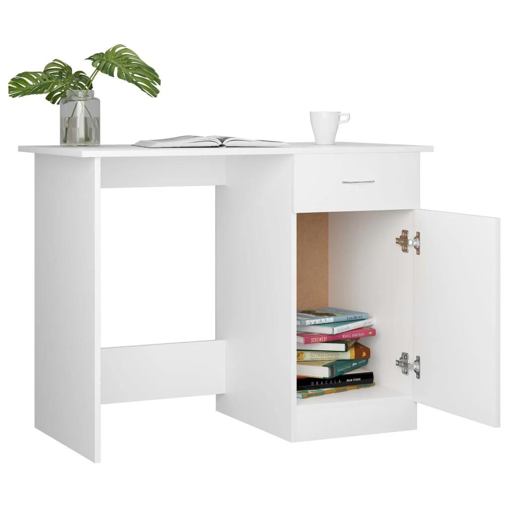 skrivebord 100x50x76 cm konstrueret træ hvid - Image 6