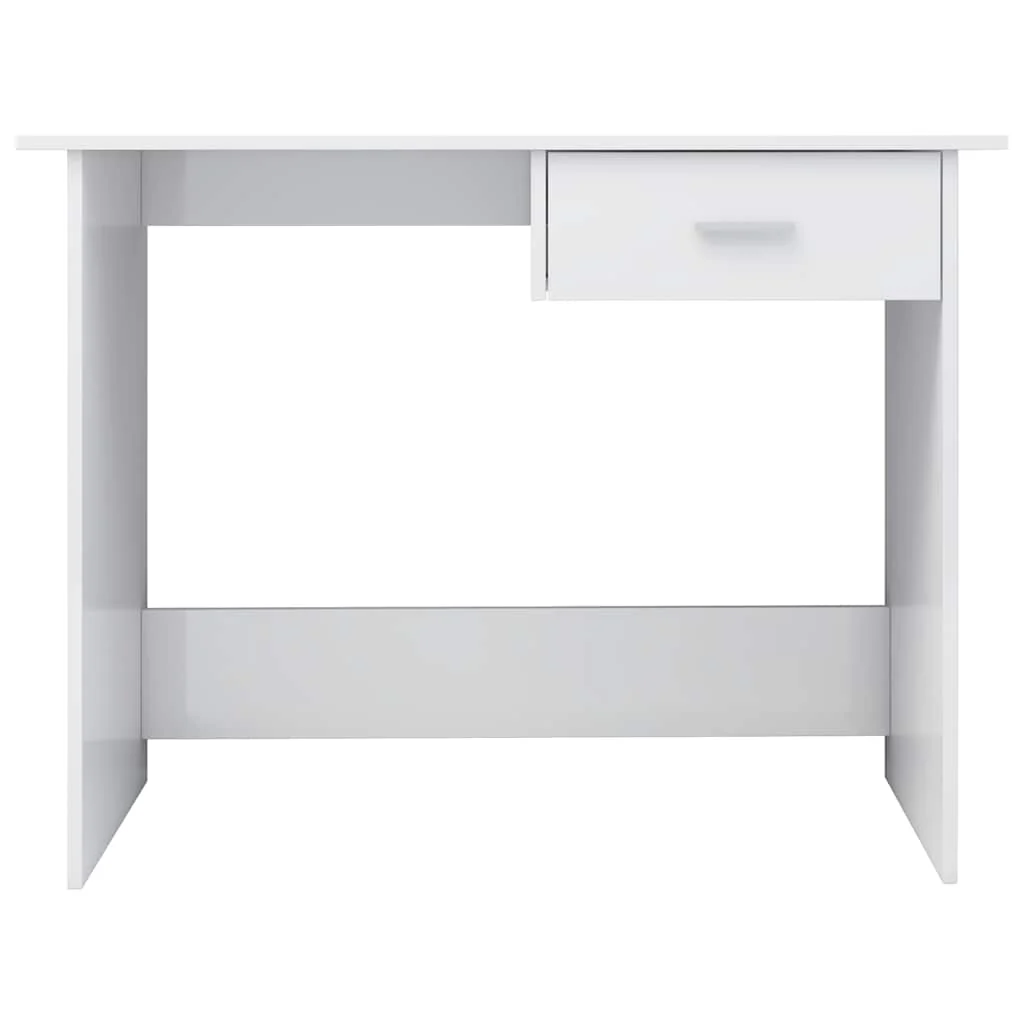 skrivebord 100x50x76 cm konstrueret træ hvid højglans - Image 4