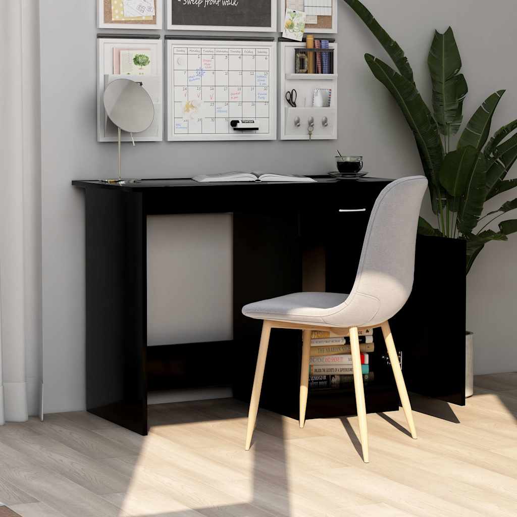 skrivebord 100x50x76 cm konstrueret træ sort - Image 4