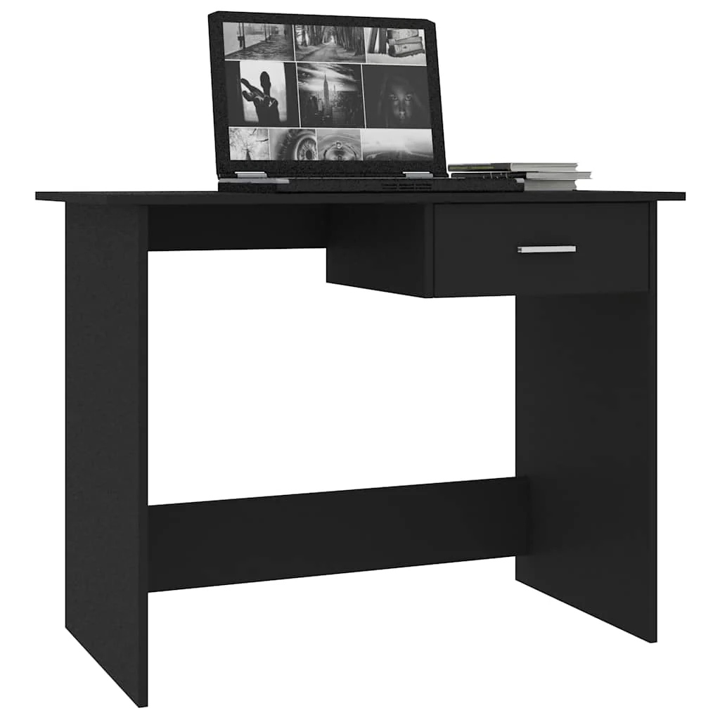skrivebord 100x50x76 cm konstrueret træ sort - Image 3