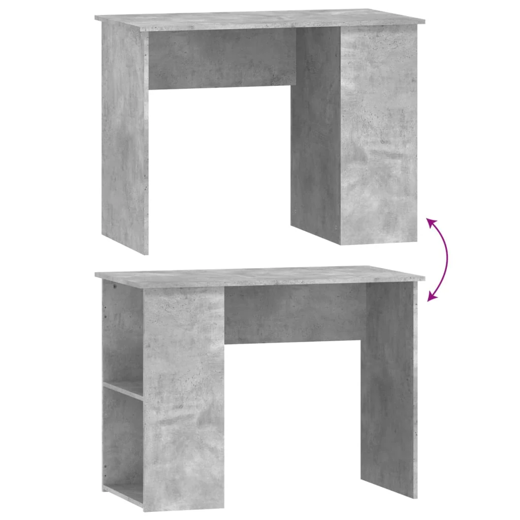 skrivebord 100x55x75 cm konstrueret træ betongrå - Image 6