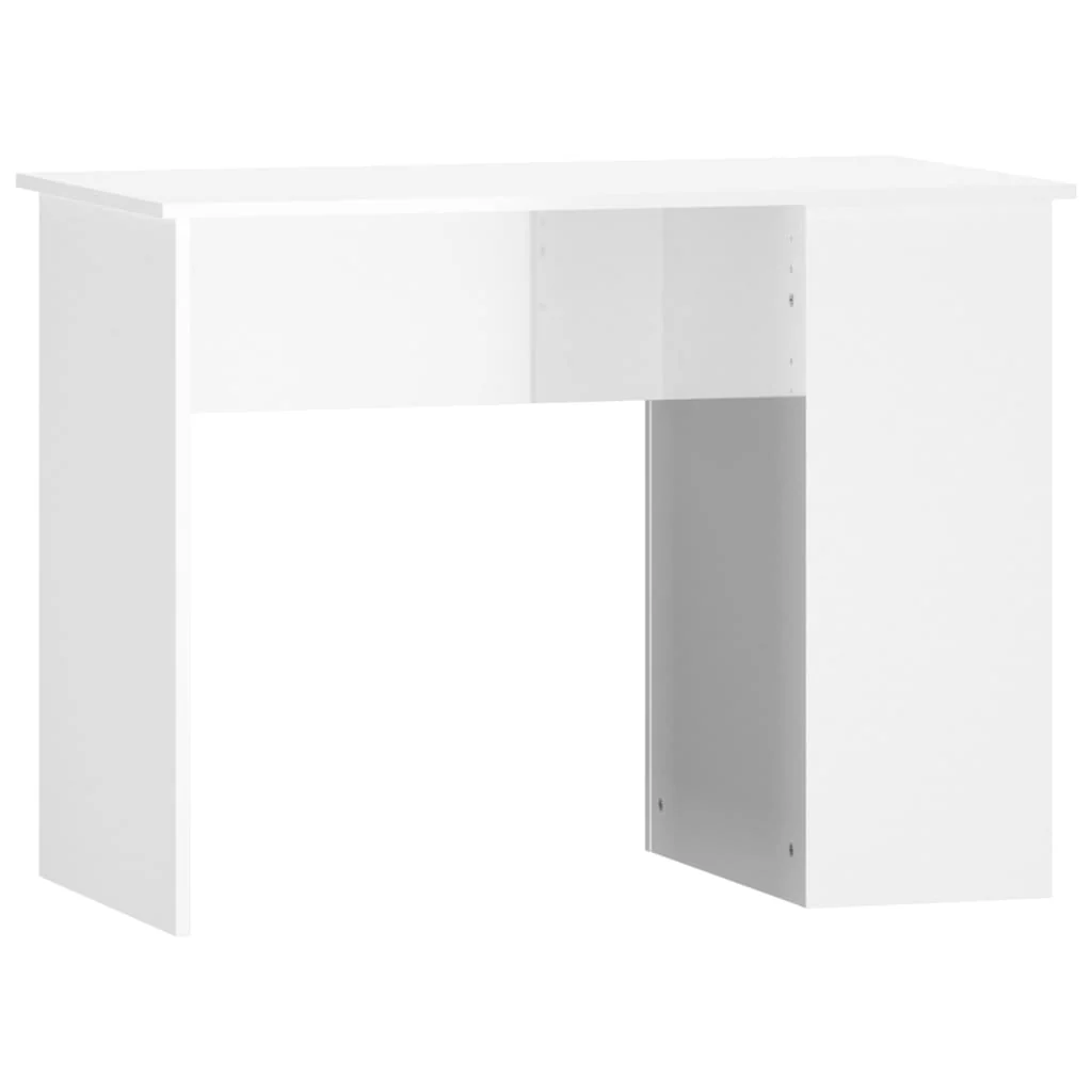 skrivebord 100x55x75 cm konstrueret træ hvid højglans - Image 2