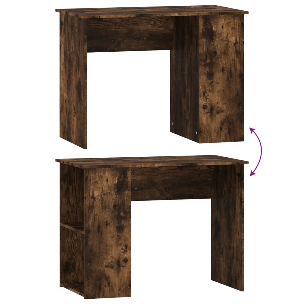 skrivebord 100x55x75 cm konstrueret træ røget egetræsfarve - Image 6