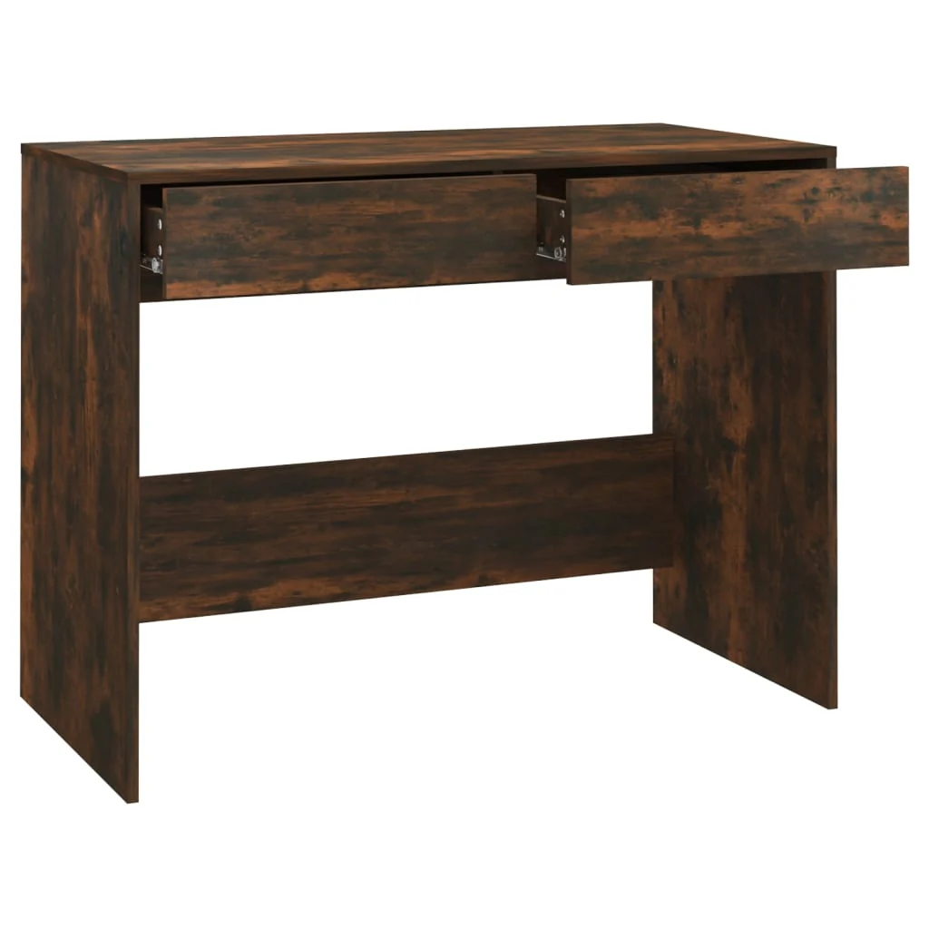 skrivebord 101x50x76,5 cm konstrueret træ røget egetræsfarve - Image 7