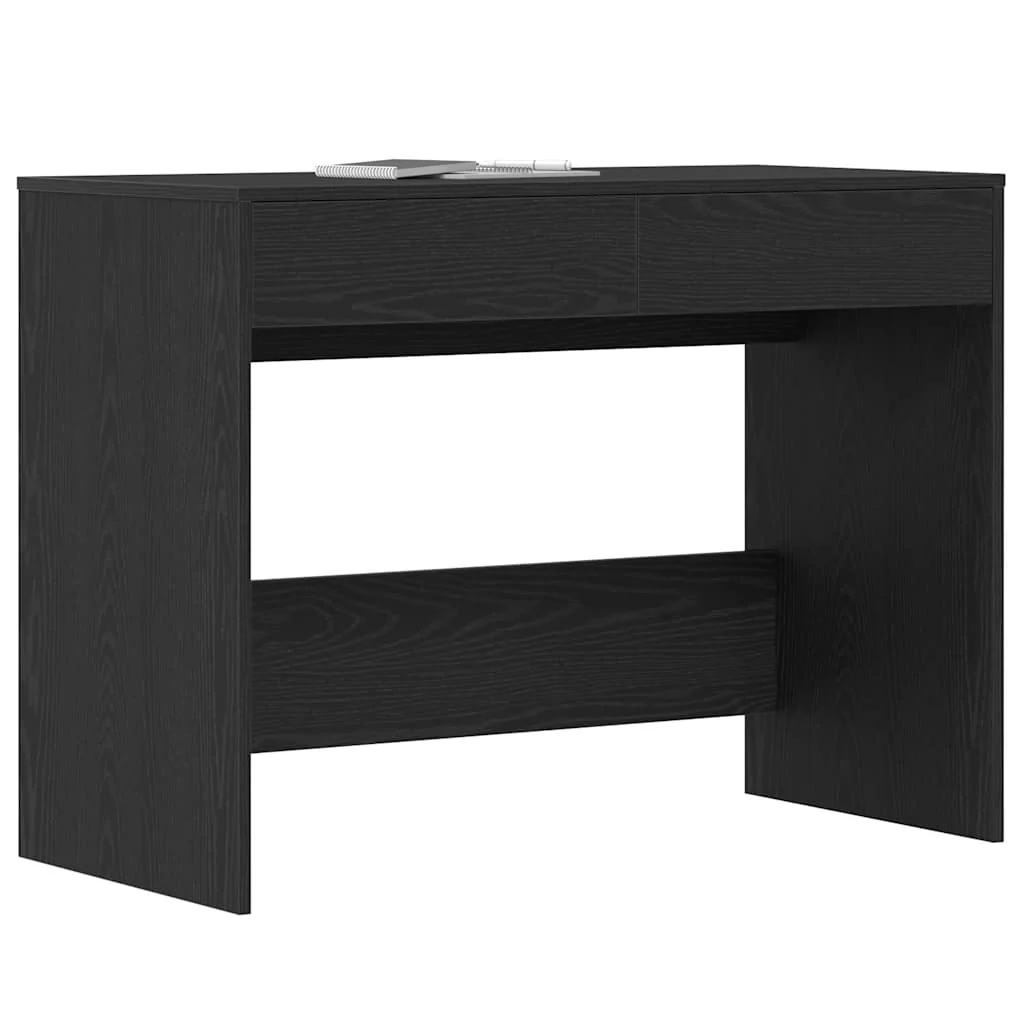 skrivebord 101x50x76,5 cm konstrueret træ sort egetræsfarve - Image 4
