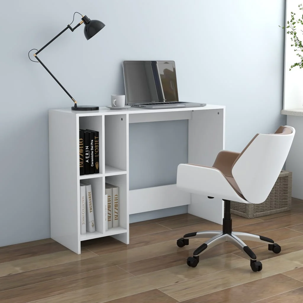 skrivebord 102,5x35x75 cm konstrueret træ hvid