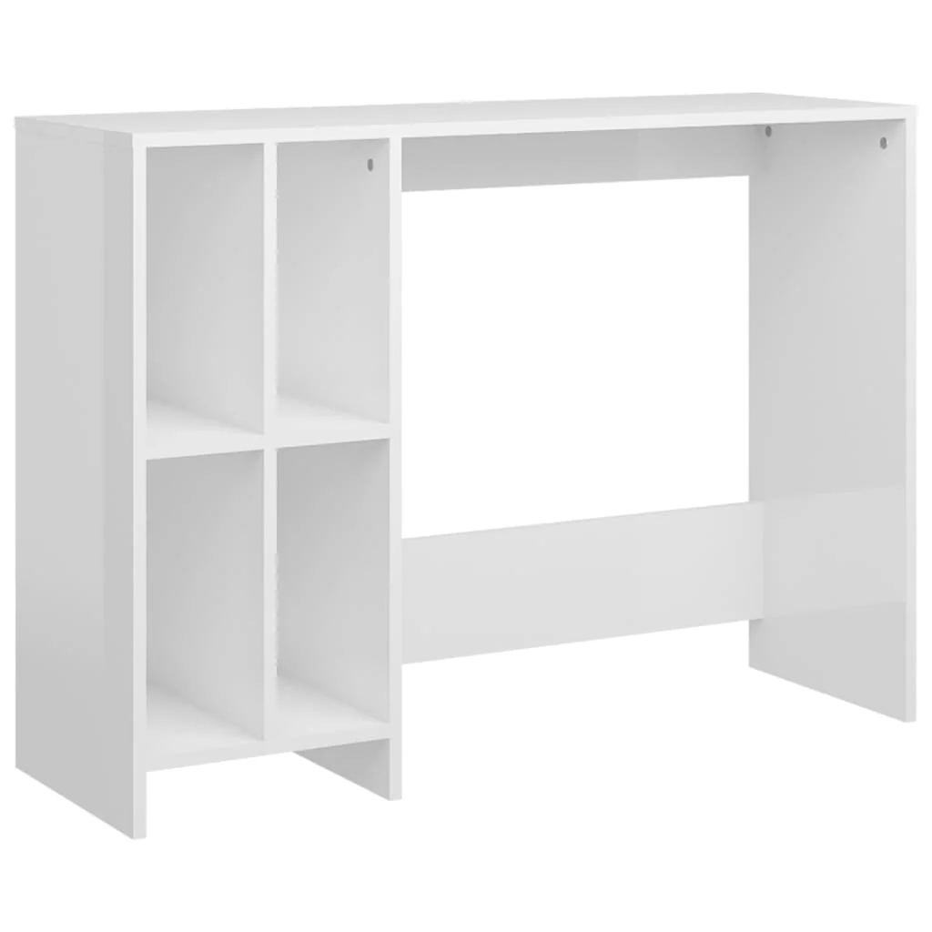 skrivebord 102,5x35x75 cm konstrueret træ hvid højglans - Image 2