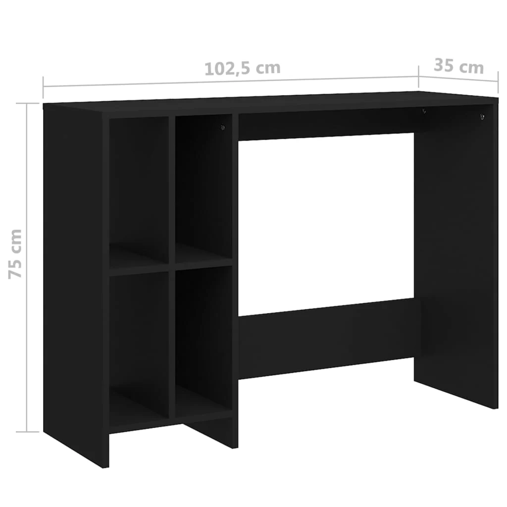 skrivebord 102,5x35x75 cm konstrueret træ sort - Image 6